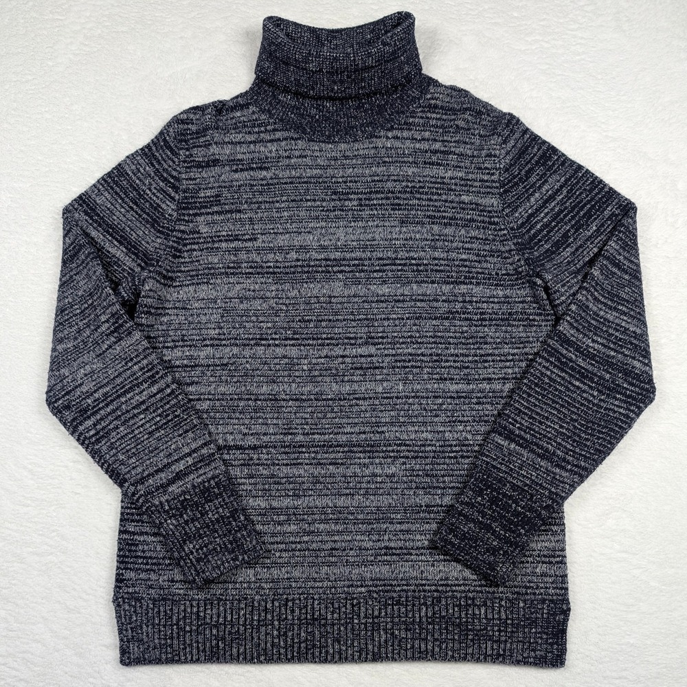 J Crew Mercantile Sweater Mens L Blue Turtleneck Knit Pullover Stretch Fisherman